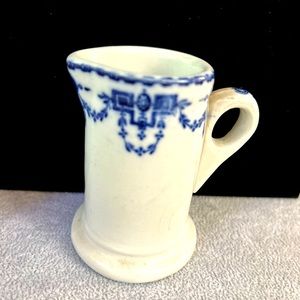 Vitrified. Blue Elise. L. Barth & Son New York. Miniature ironstone pitcher.